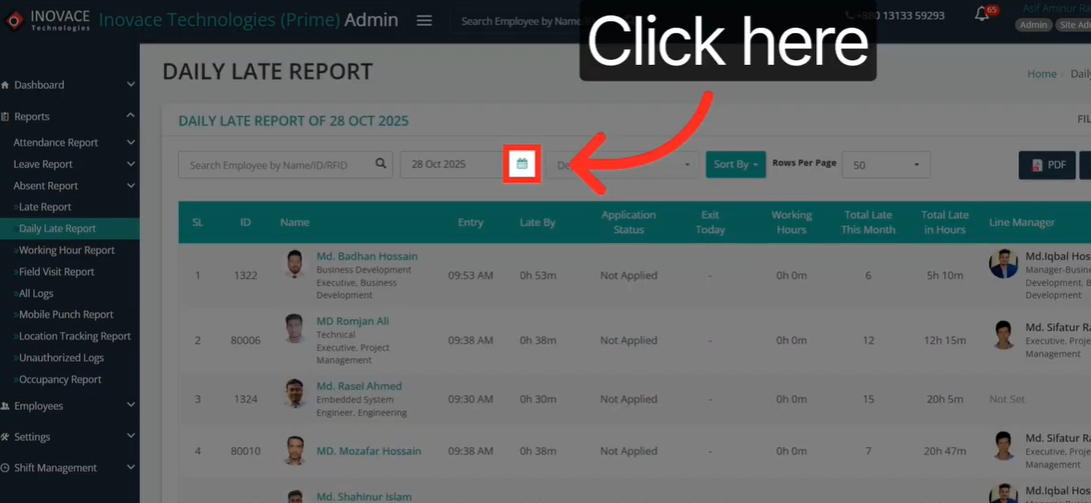 How To Track Employee Late Reports In Your Attendance System 9 Daily late report table showing employee arrival time and late duration