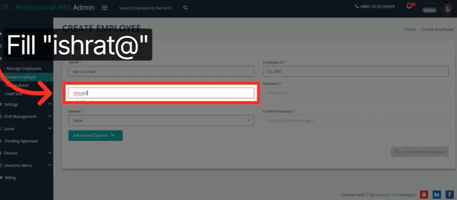How To Successfully Implement Employee Database Management Software In Your Workplace 3 Advanced options menu for assigning designations and departments in an employee database management software.